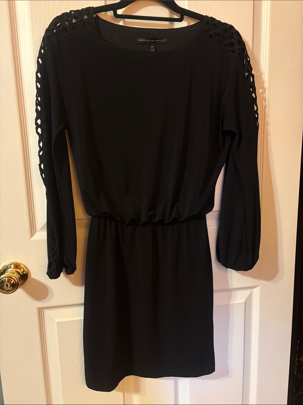 White House Black Market Long Sleeve Dress with Crochet Shoulder Detail Sz XXS